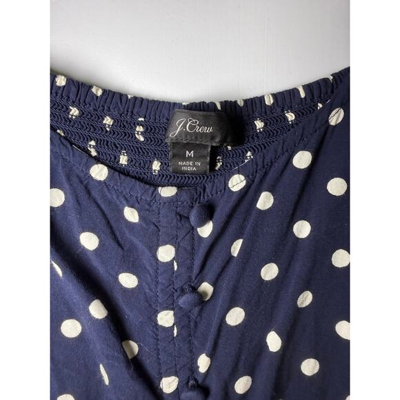 J.Crew Navy Blue Polka Dot Top - Size Medium - Picture 2 of 9
